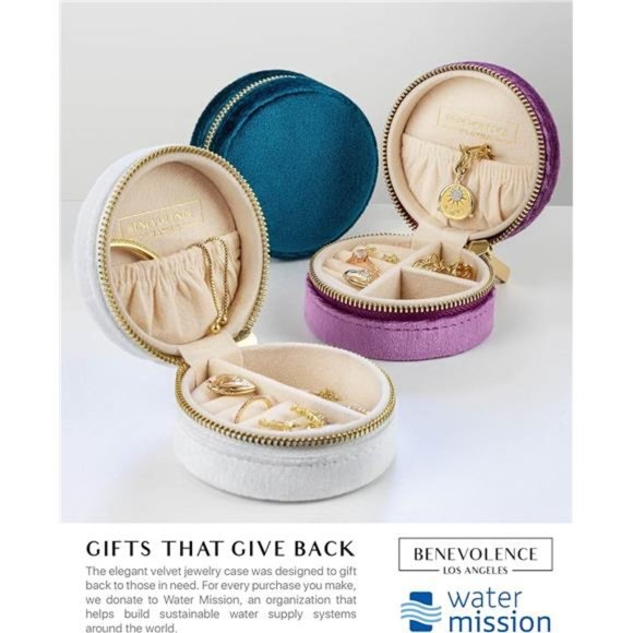 Plush Velvet Travel Jewelry Box Organizer, Mini Travel Jewelry Case Lilac - Picture 7 of 7